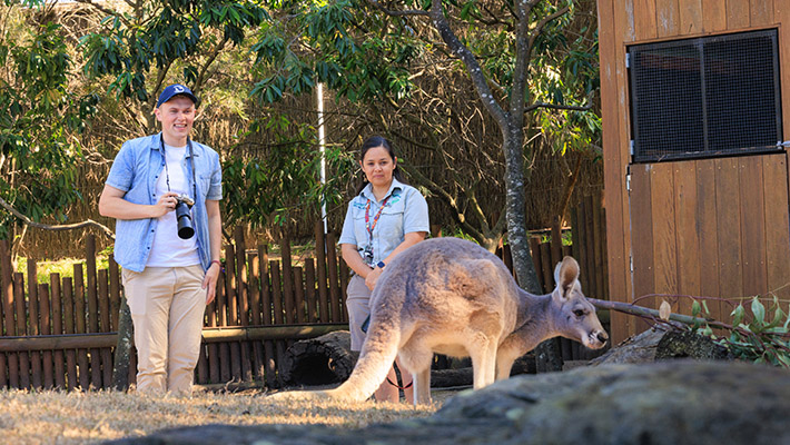 Course members in behind-the-scenes Kangaroo habitat 
