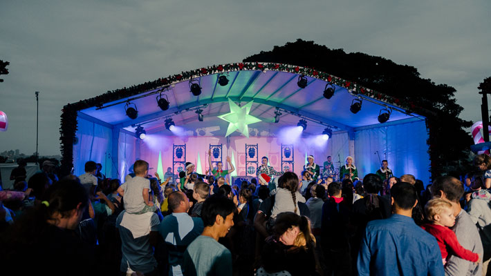Christmas Concert at Taronga Zoo Sydney - performers on stage.